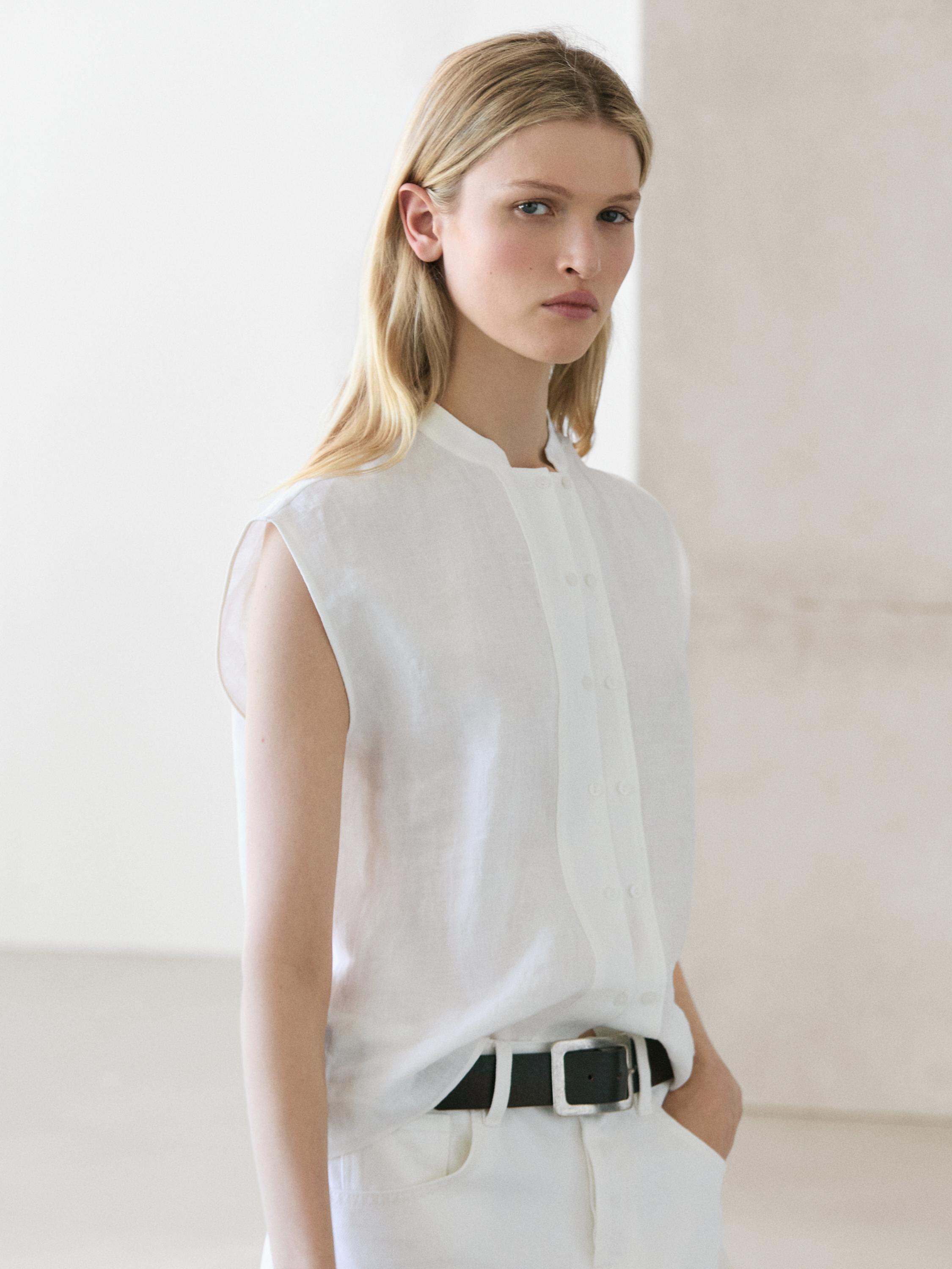 100% linen flowing shirt with button details